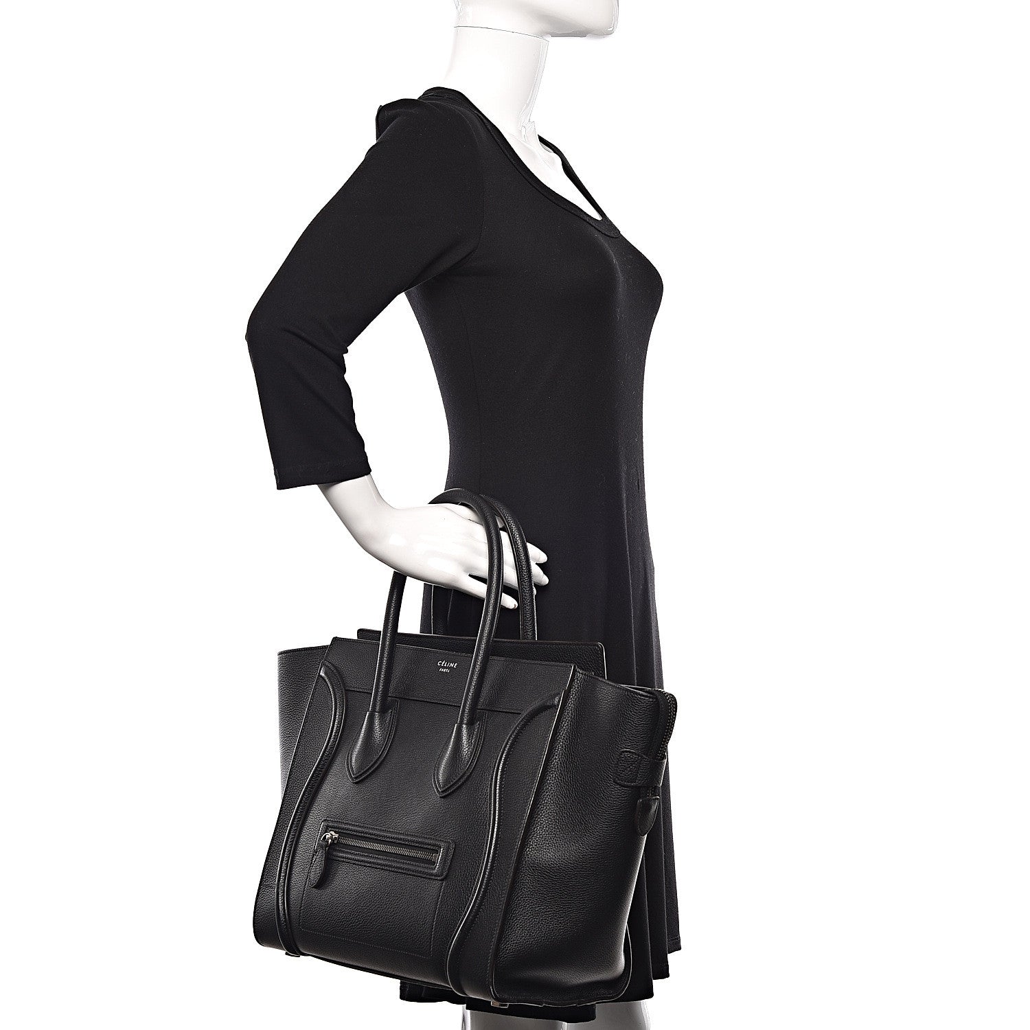 Celine Drummed Calfskin Mini Luggage Black 1 of 9