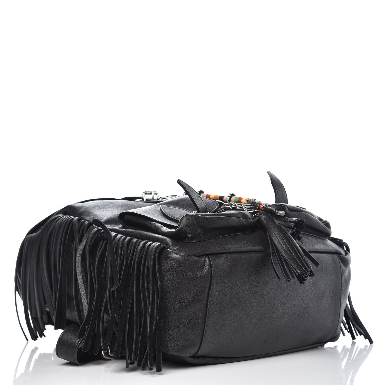 Saint Laurent Calfskin Fringe Festival Backpack Black 4 of 10