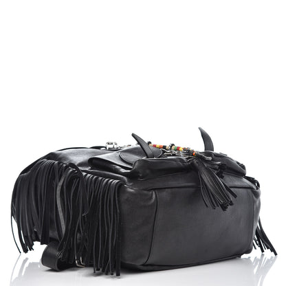 Saint Laurent Calfskin Fringe Festival Backpack Black 4 of 10