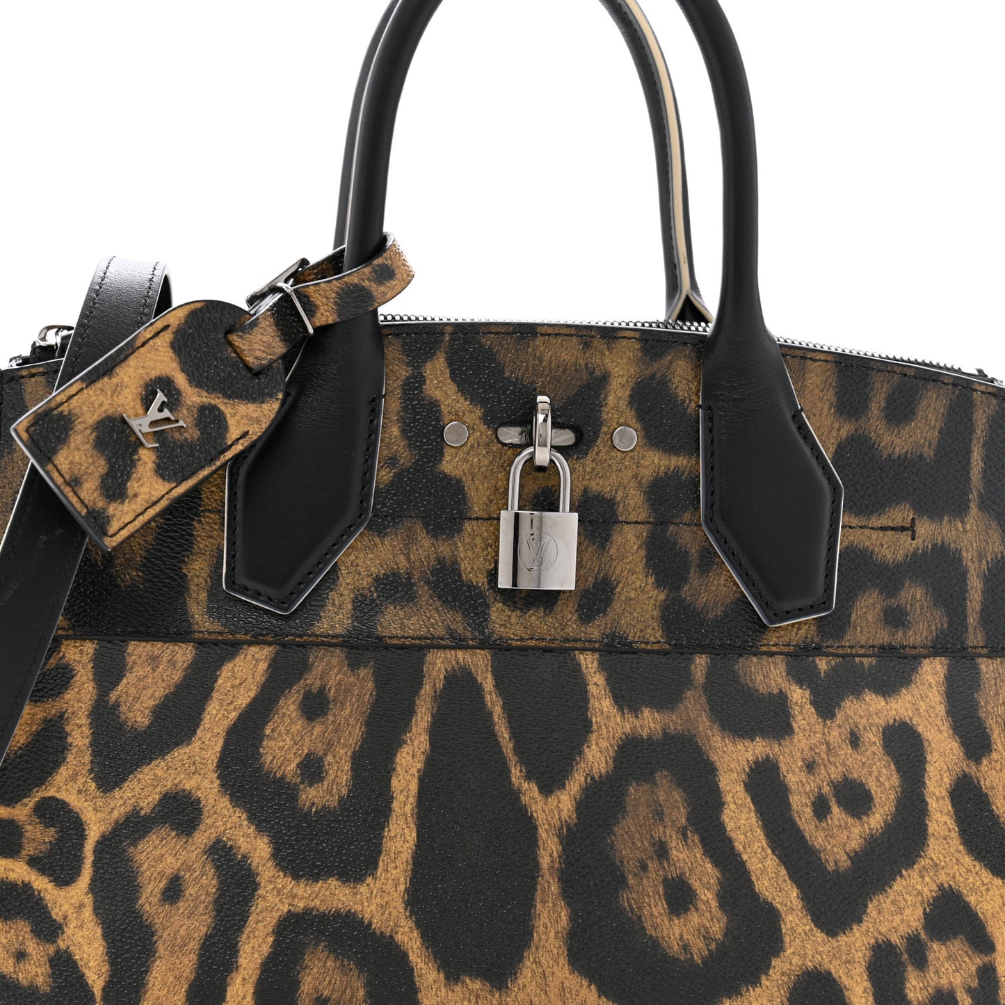 Canvas Calfskin Wild Animal Print City Steamer EW Marron