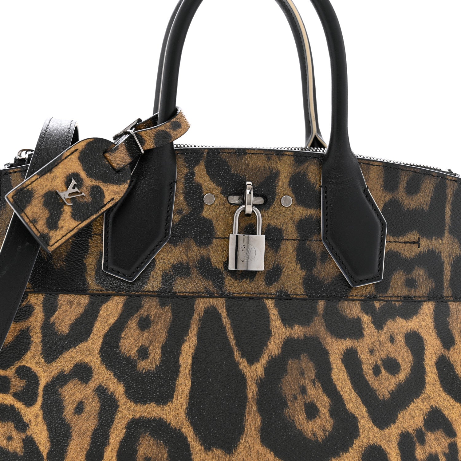 Louis Vuitton Canvas Calfskin Wild Animal Print City Steamer EW Marron 7 of 11