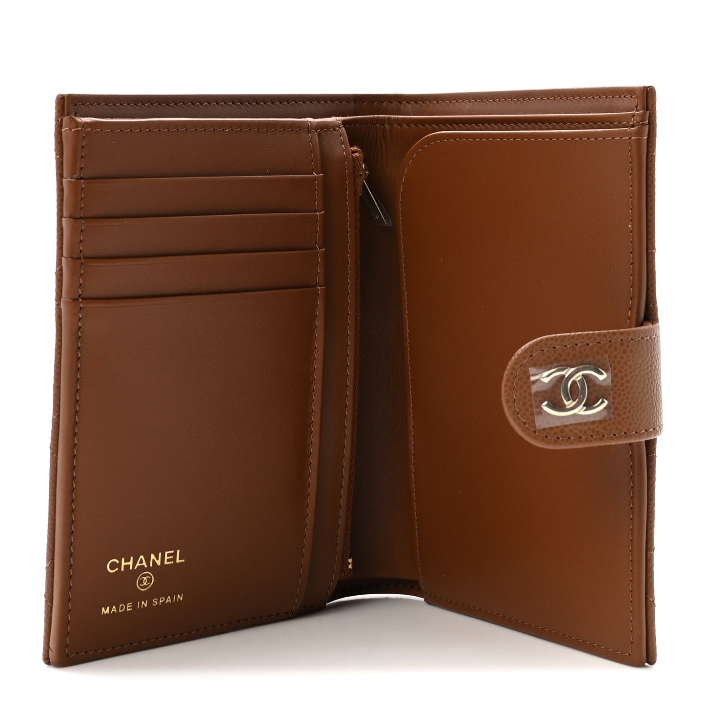 Caviar Quilted Passport Holder Camel
