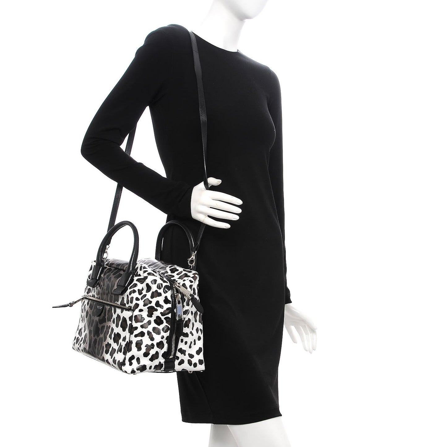 Coated Lambskin Leopard Print Antonia Tote Natural