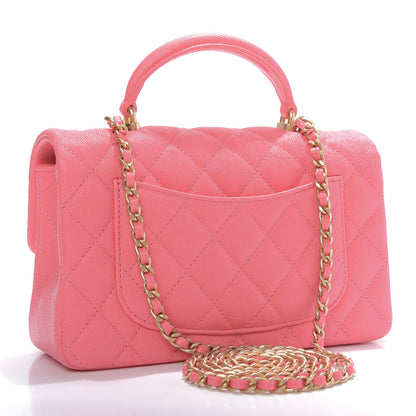 Chanel Caviar Quilted Mini Top Handle Rectangular Flap Pink 3 of 9