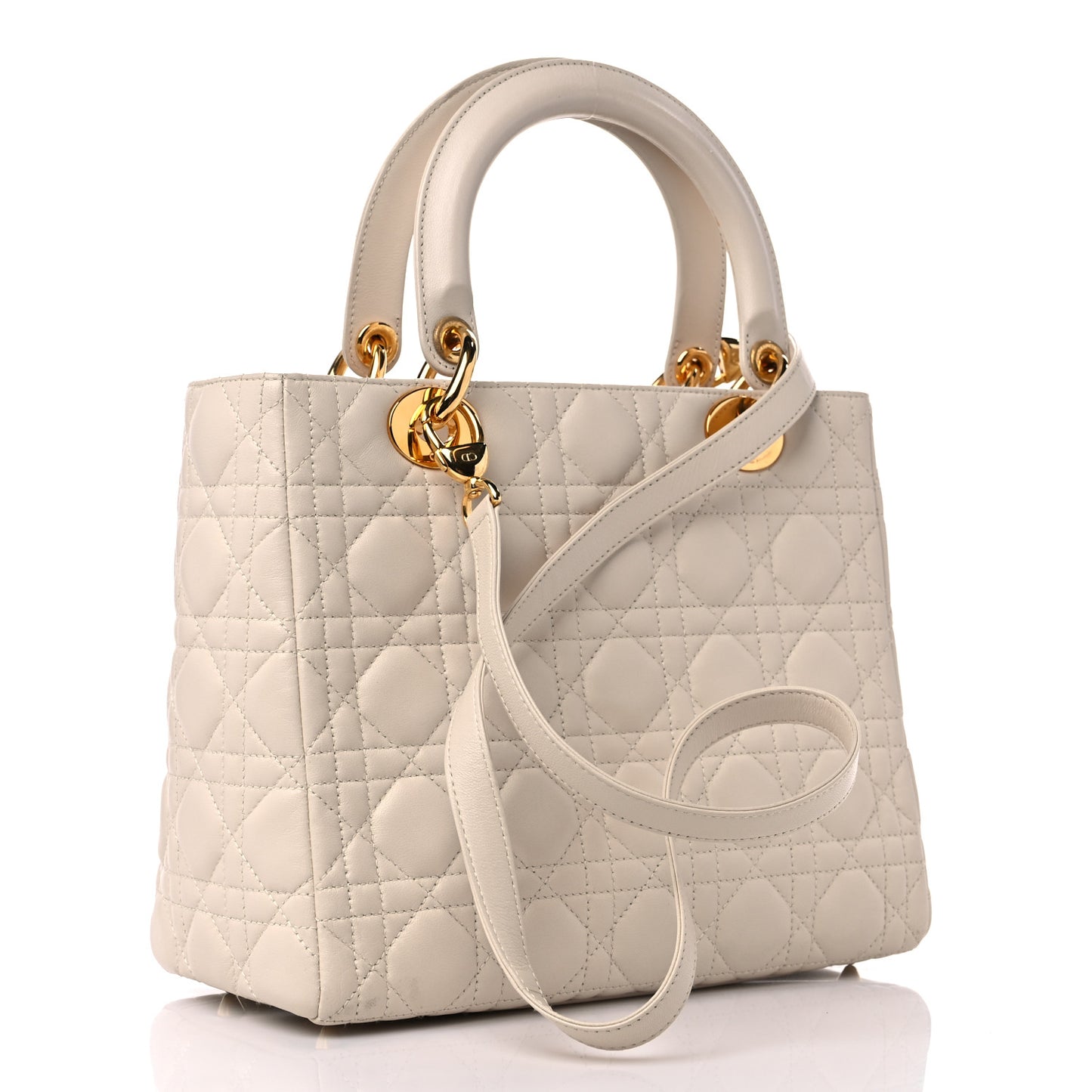 Lambskin Cannage Medium Lady Dior Light Beige