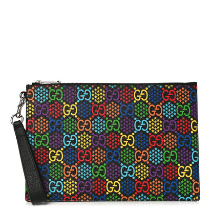 Gucci GG Supreme Monogram Psychedelic Zip Wristlet Pouch Black Multicolor 1 of 11