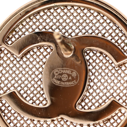 Chanel Metal Mesh Circle CC Earrings Gold 4 of 6