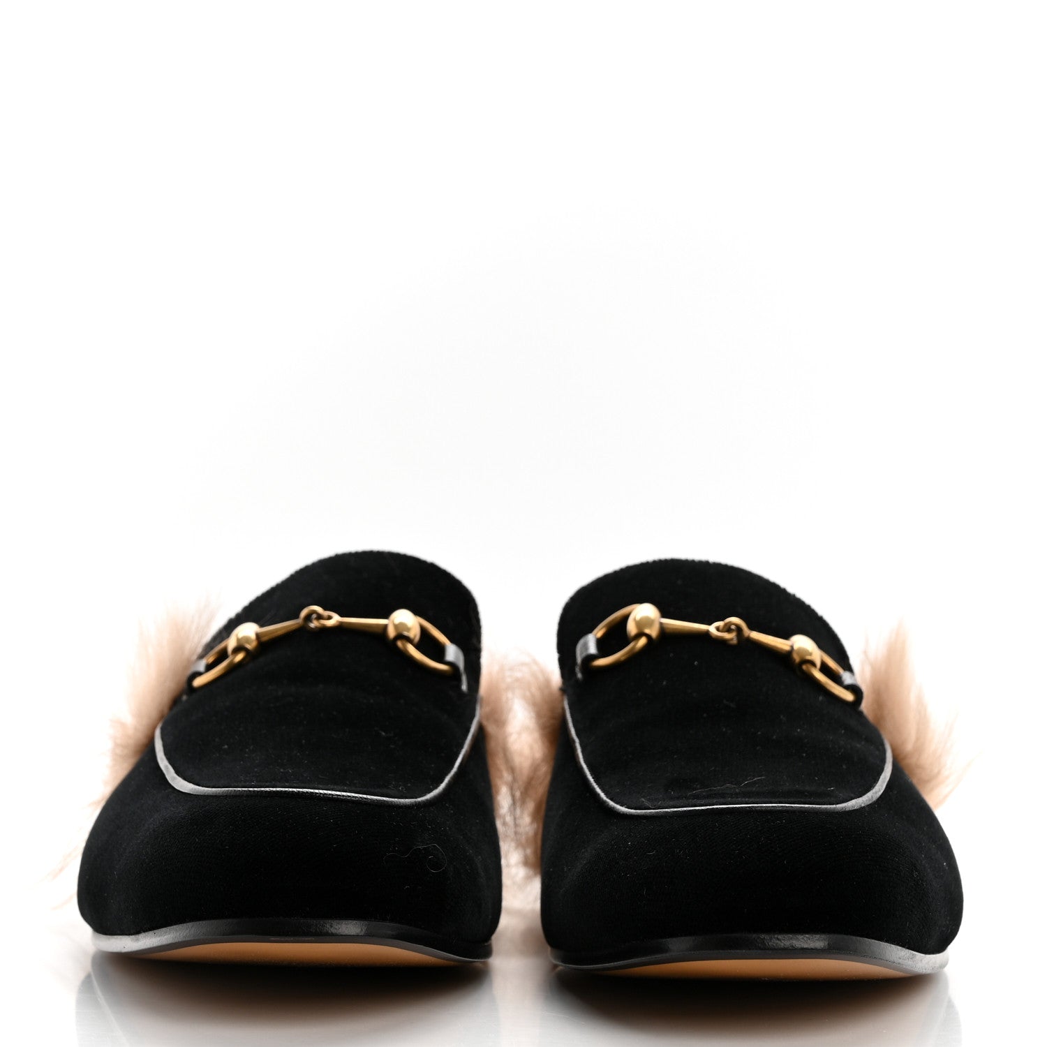 Gucci Velvet Fur Mens Princetown Slippers 8 Black 2 of 8