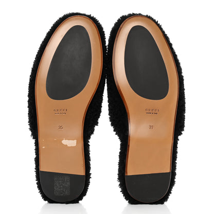 Gucci Shearling Interlocking G Womens Eileen Slippers 35 Black Butterscotch 5 of 8