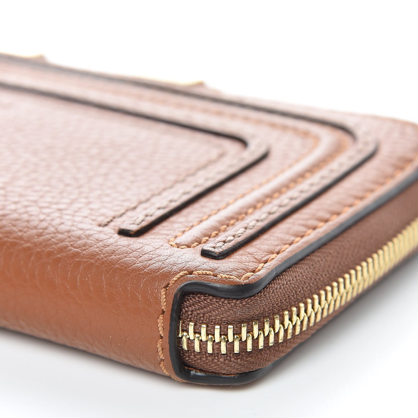 Grained Calfskin Marcie Long Zip Around Wallet Tan