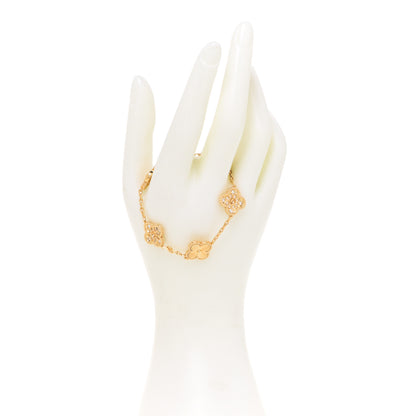 Van Cleef & Arpels 18K Yellow Gold Diamond 5 Motifs Guilloche Vintage Alhambra Bracelet 2 of 7