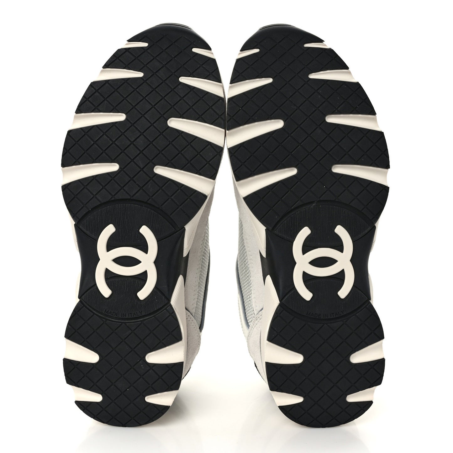 Calfskin Fabric Womens CC Sneakers 36 Black White Silver
