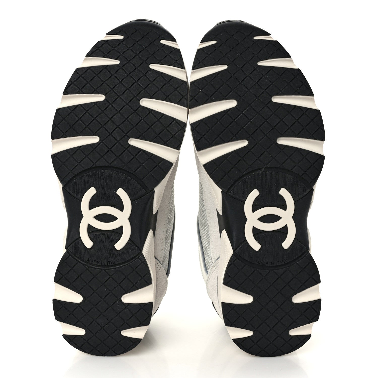 Chanel Calfskin Fabric Womens CC Sneakers 36 Black White Silver 5 of 9