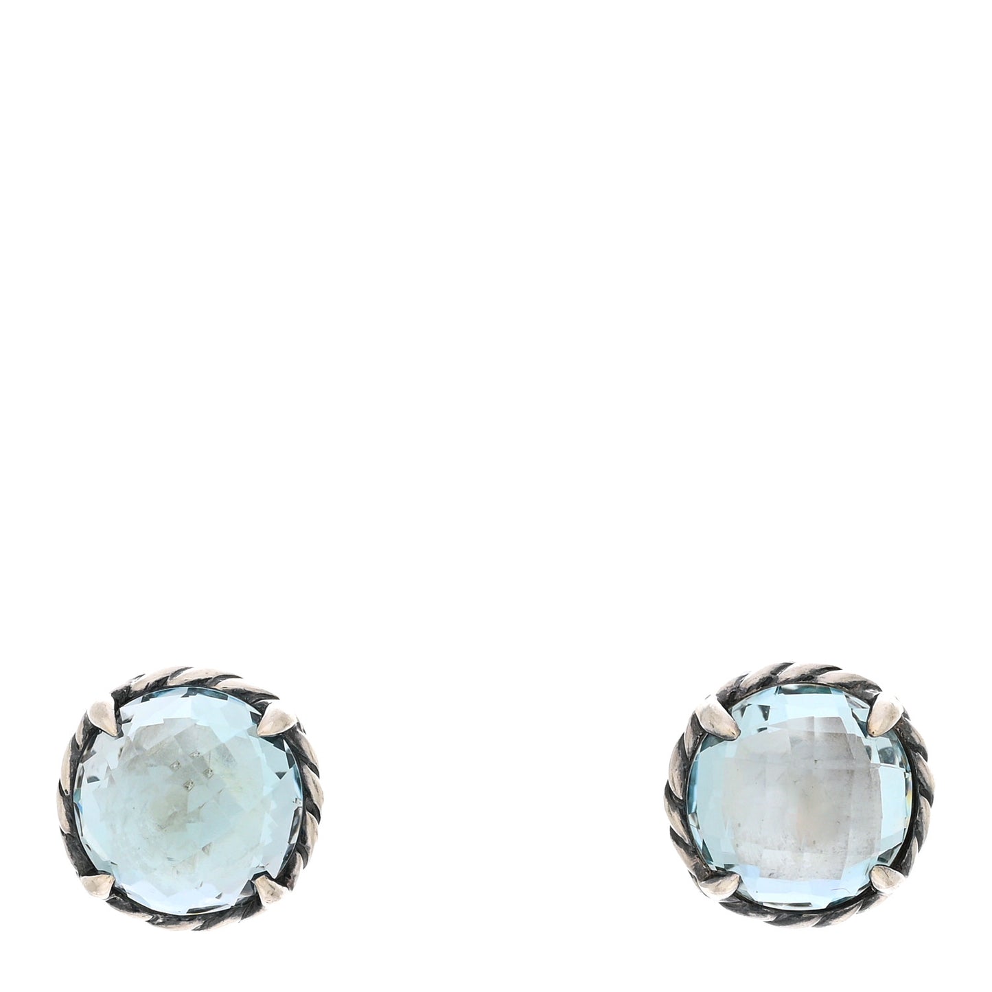 Sterling Silver Blue Topaz 8mm Chatelaine Earrings