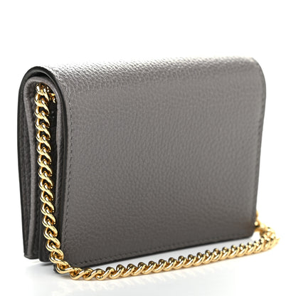 Gucci Grainy Calfskin Zumi Chain Card Case Wallet Dusty Grey 3 of 7