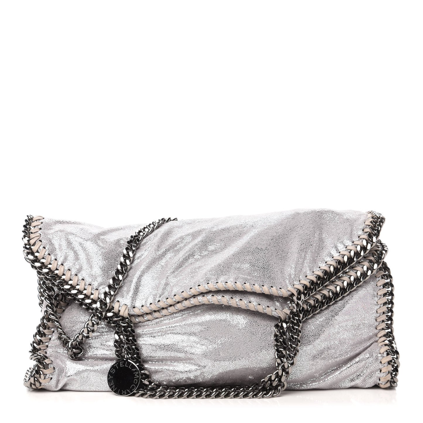 Shaggy Deer Falabella Fold Over Tote Silver