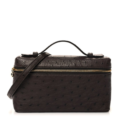 Loro Piana Ostrich L19 Extra Pocket Pouch Chocolate 1 of 10