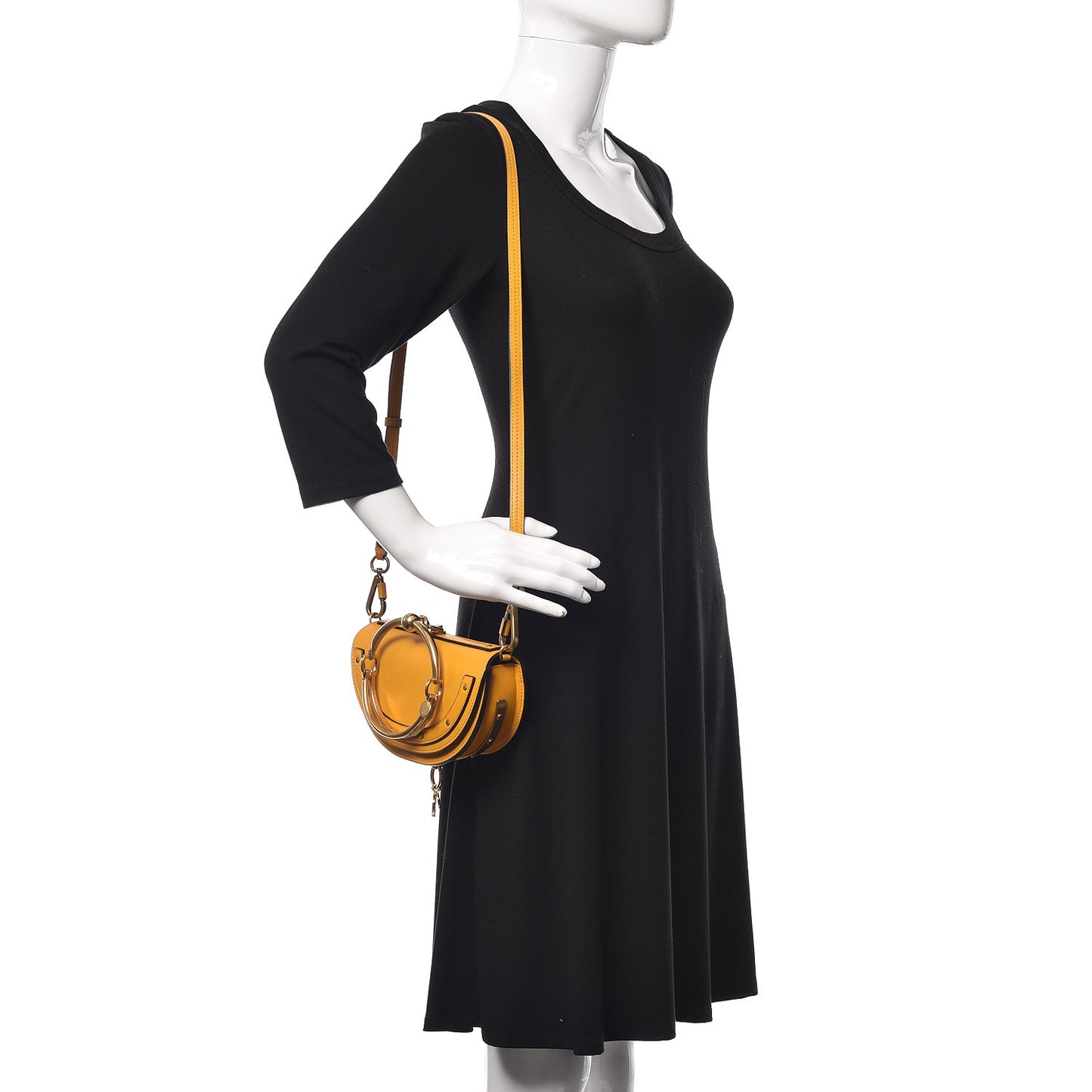 Calfskin Small Nile Bracelet Minaudiere Bag Dark Ochre