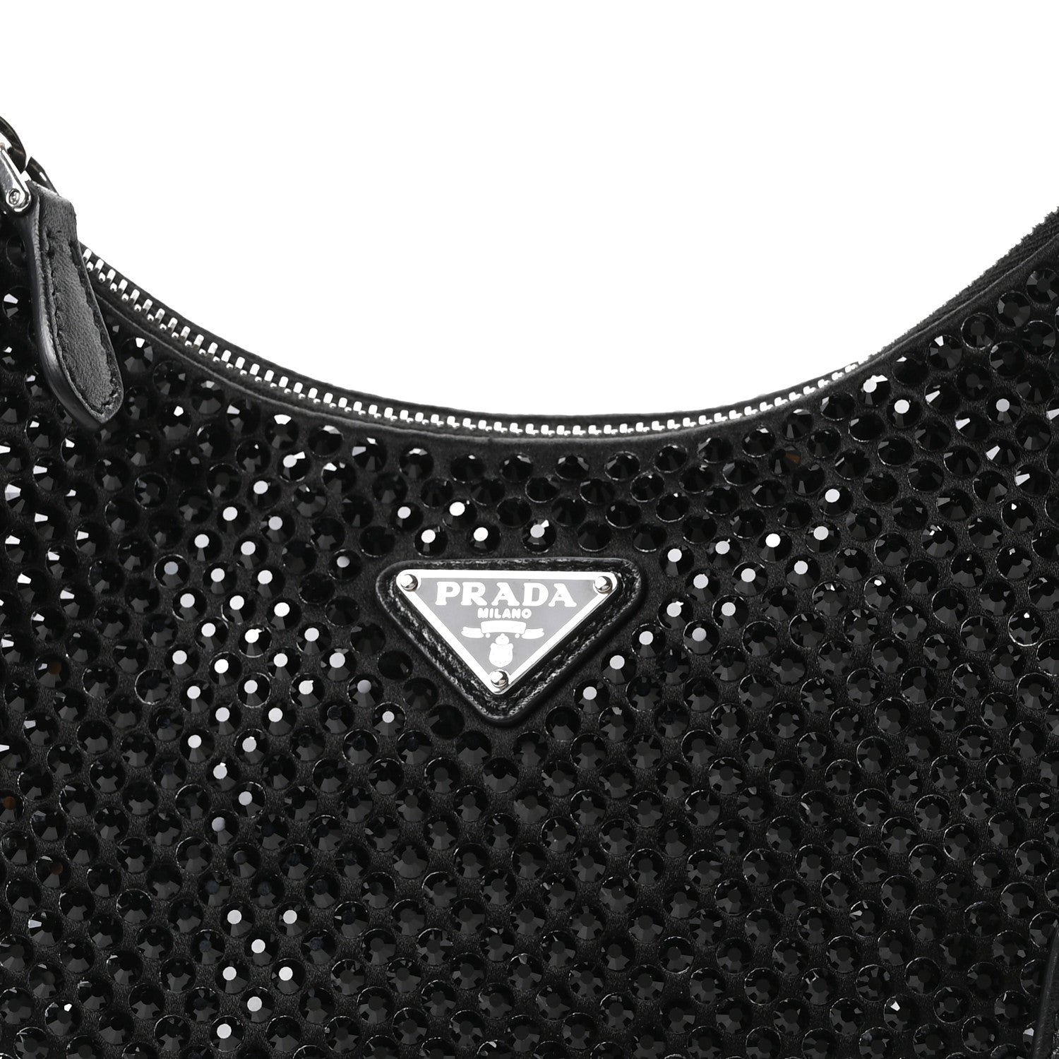 Prada Satin Crystal Re-Edition 2005 Shoulder Bag Black 7 of 9