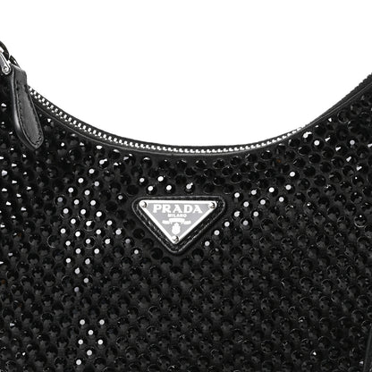 Prada Satin Crystal Re-Edition 2005 Shoulder Bag Black 7 of 9