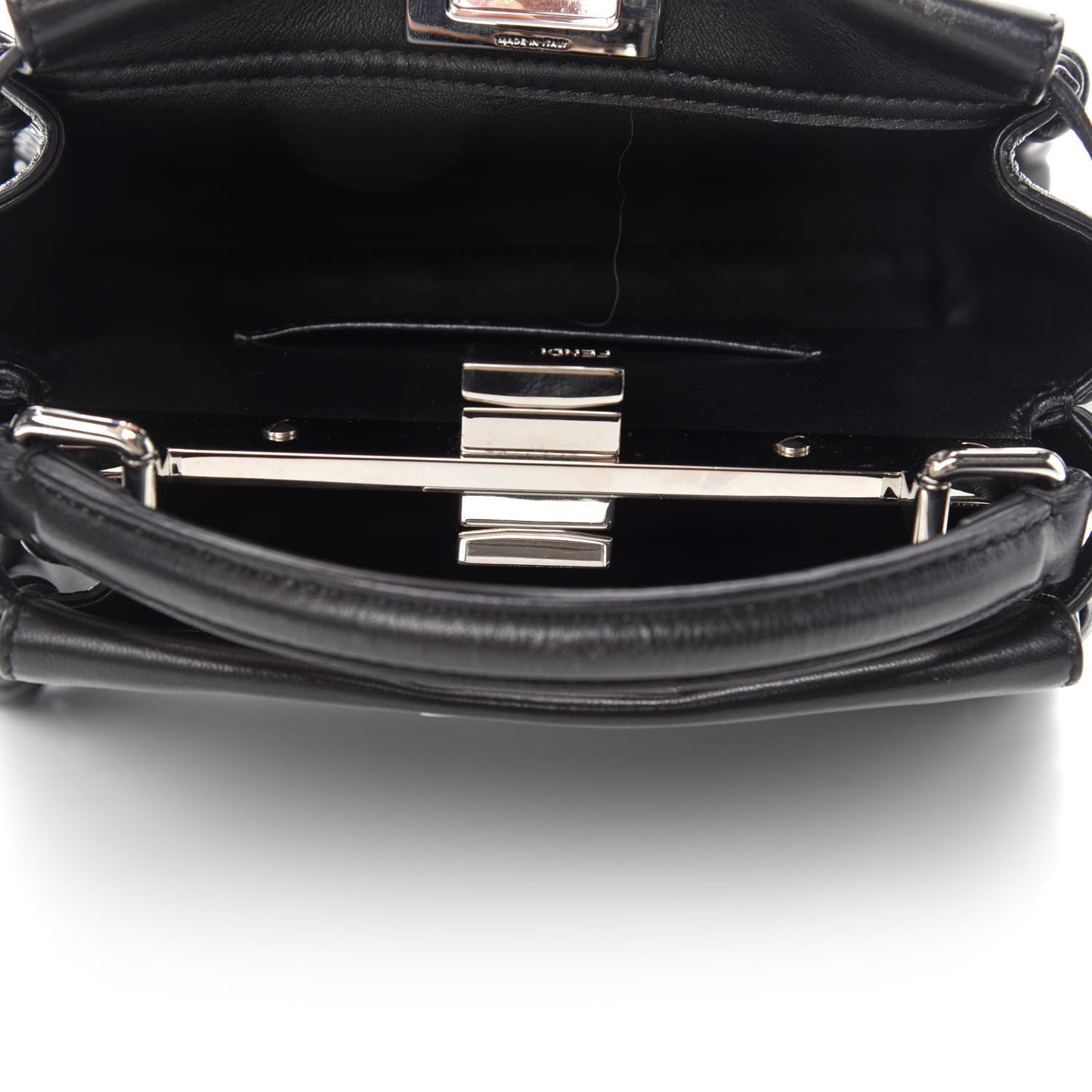 Fendi Nappa Lace Up Mini Peekaboo Iconic Satchel Black 6 of 12