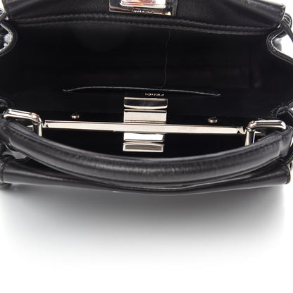 Fendi Nappa Lace Up Mini Peekaboo Iconic Satchel Black 6 of 12