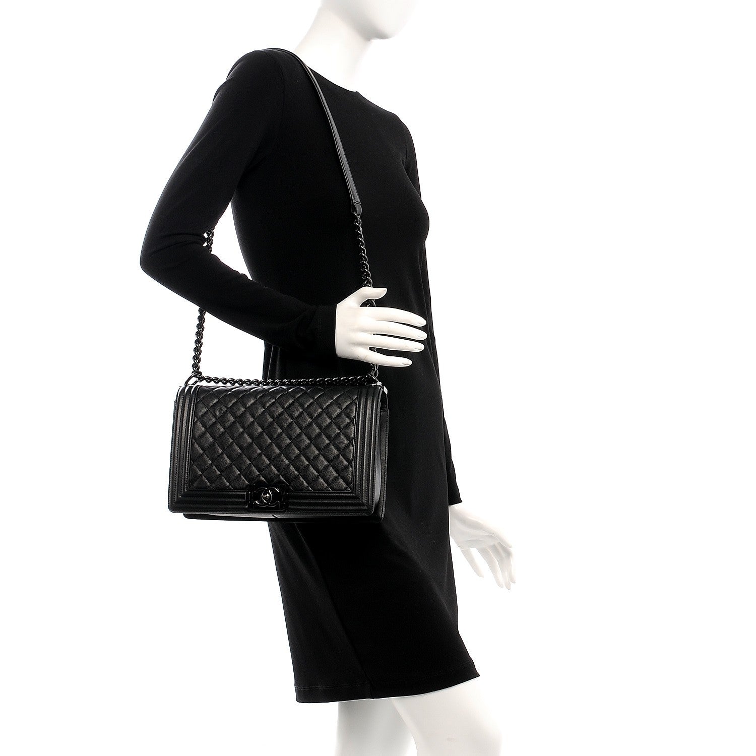 Chanel Caviar Quilted New Medium Boy Flap So Black 2 of 8