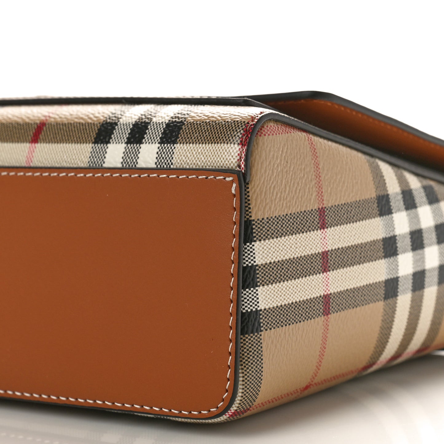 Coated Canvas Calfskin Vintage Check Medium Note Crossbody Bag Briar Brown
