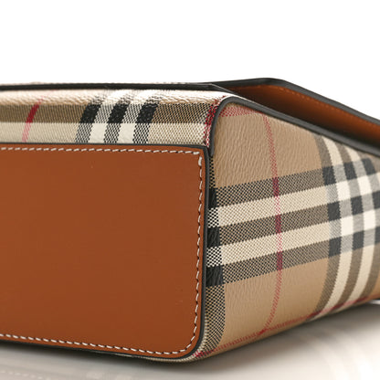 Burberry Coated Canvas Calfskin Vintage Check Medium Note Crossbody Bag Briar Brown 8 of 8