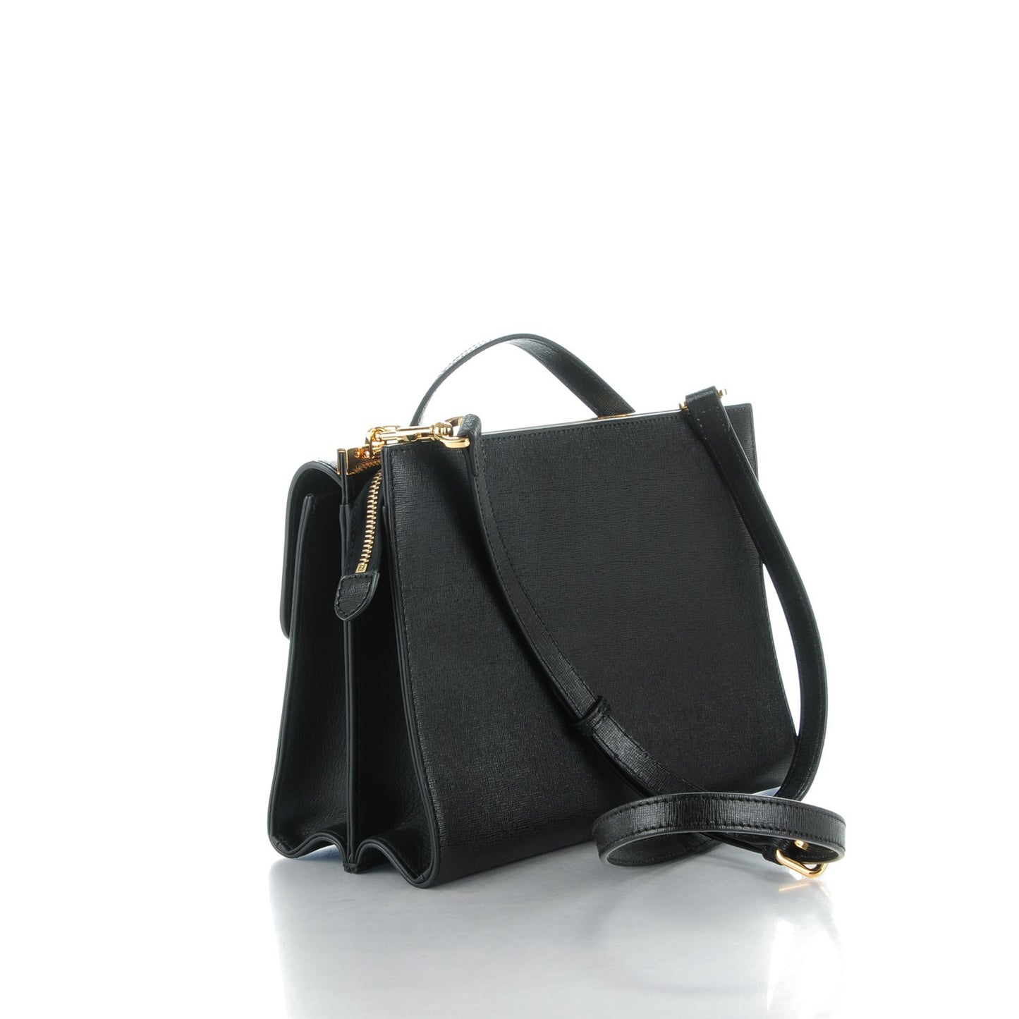 Vitello Elite Flamingo Demi Jour Shoulder Bag Black