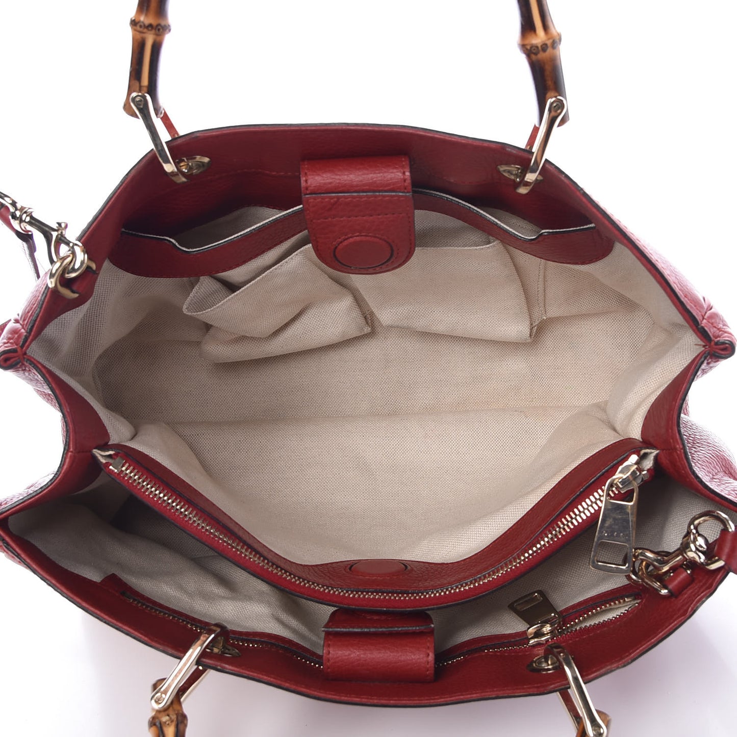 Pebbled Calfskin Medium Bamboo Shopper Tote Red