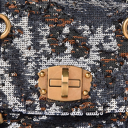 Miu Miu Paillettes Sequined Mini East West Satchel Argento 10 of 10