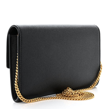 Saint Laurent Grain de Poudre Uptown Chain Wallet Black 4 of 12