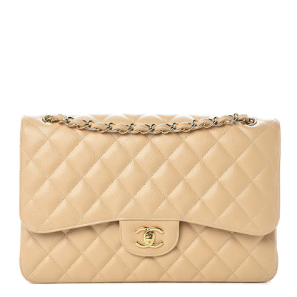 Chanel Caviar Quilted Jumbo Double Flap Beige Clair 1 of 9