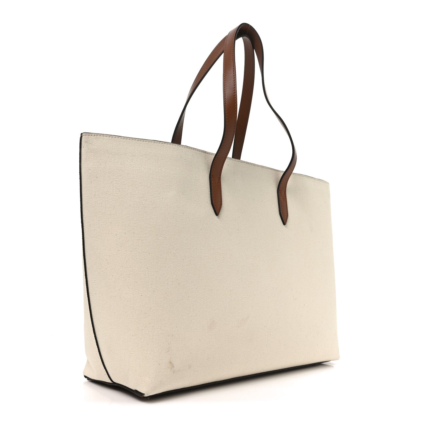 Canvas Embroidered Logo Tote Ecru Tan