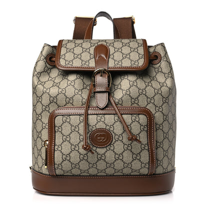 Gucci GG Supreme Monogram Azalea Calfskin Retro Interlocking G Buckle Backpack Beige Ebony Brown Sugar 1 of 10