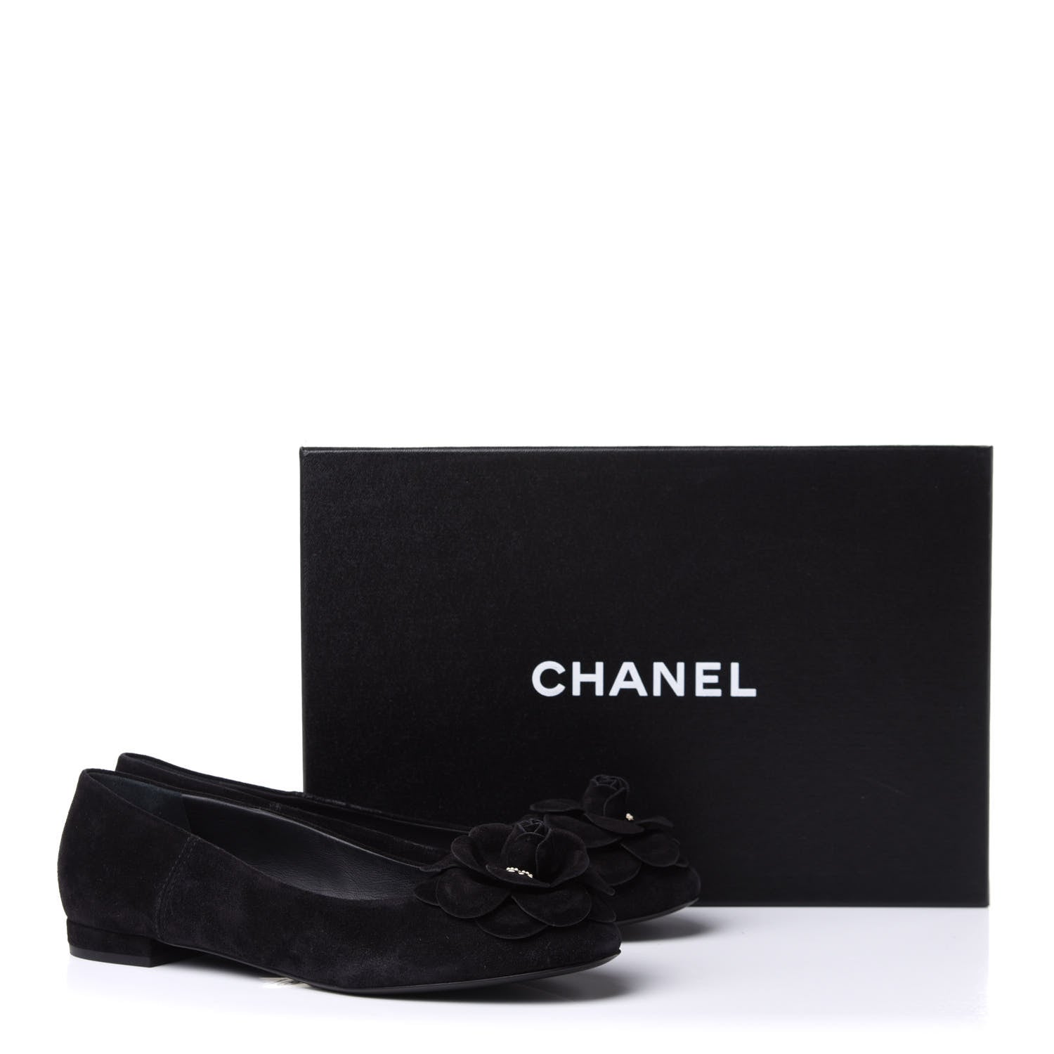 Chanel Suede Camellia CC Ballerina Flat 38.5 Black 10 of 10