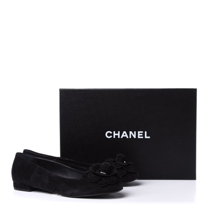 Chanel Suede Camellia CC Ballerina Flat 38.5 Black 10 of 10