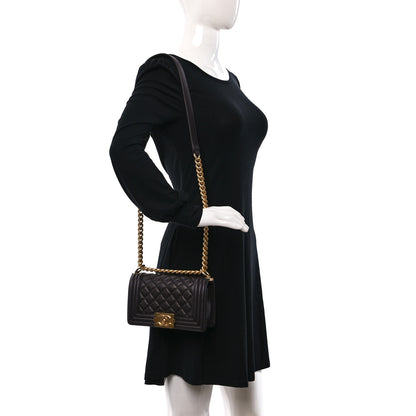 Chanel Metallic Caviar Quilted Small Boy Flap Dark Brown 2 of 10