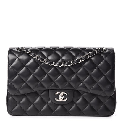 Chanel Lambskin Quilted Jumbo Double Flap Black 1 of 12