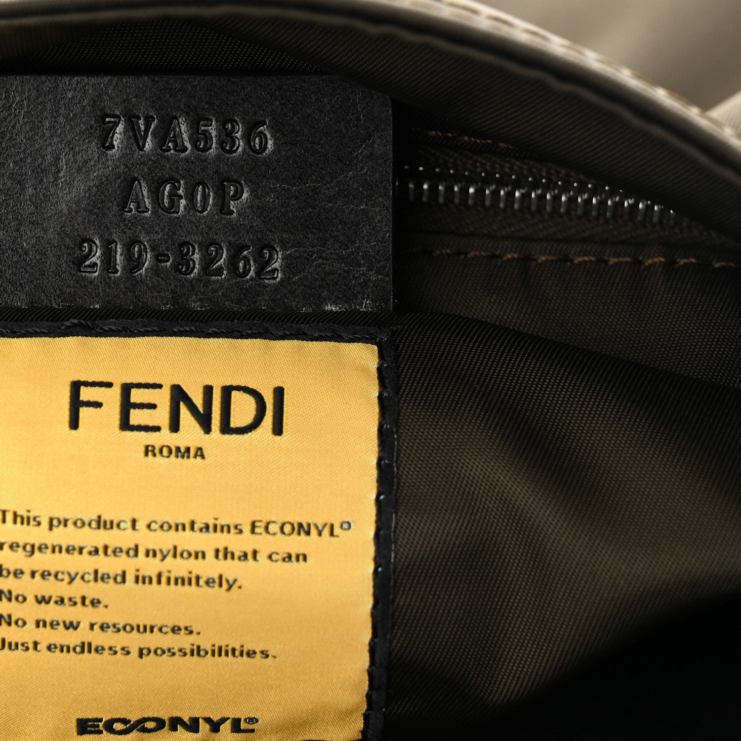 Fendi Econyl Nylon Cuoio Romano Monochrome Large Baguette Messenger Bag Ebano 7 of 10