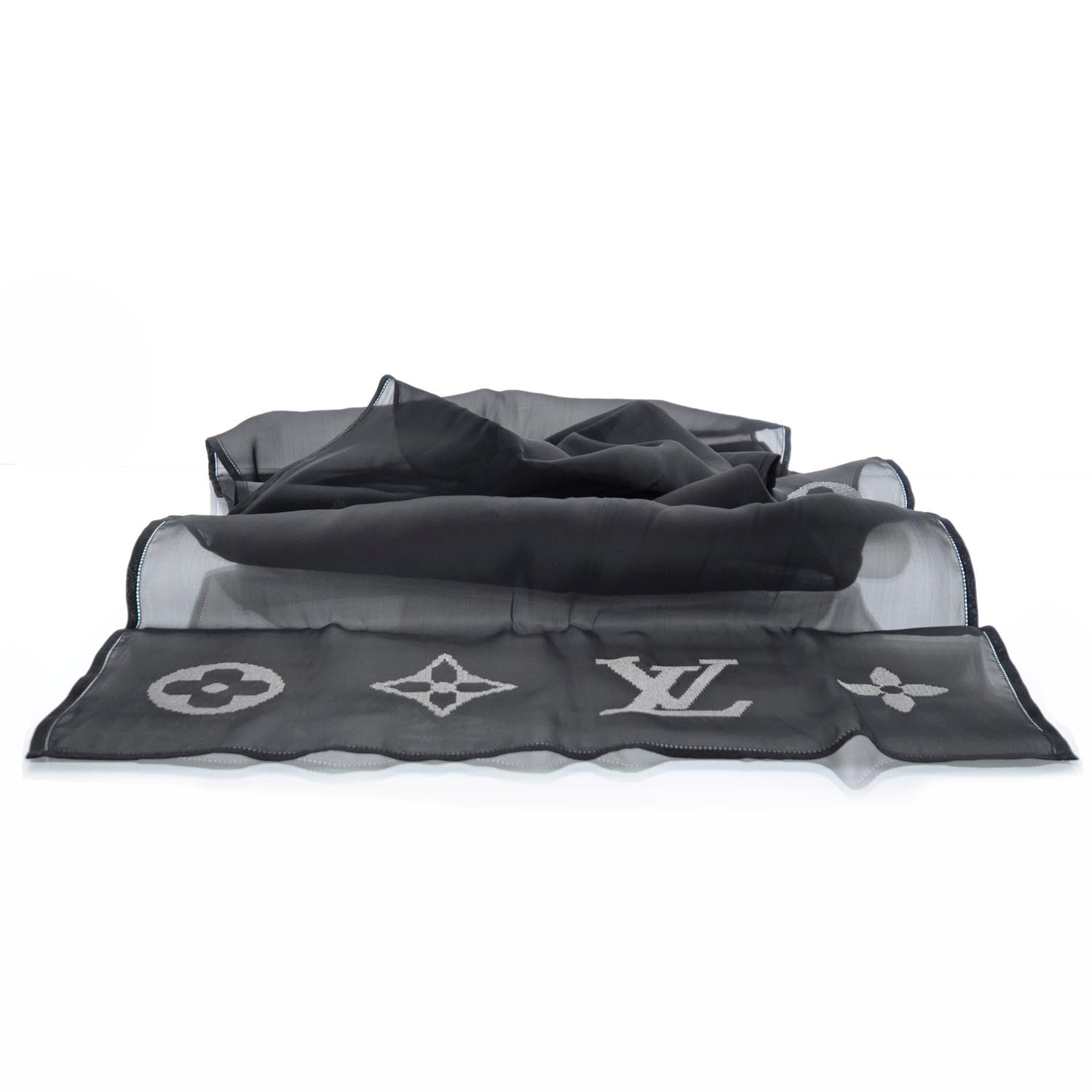 Louis Vuitton Silk Stole Scarf Metallic Monogram 3 of 7