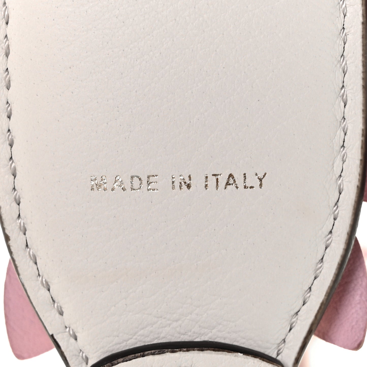 Calfskin Studded Floral Strap You White Lavender Peony