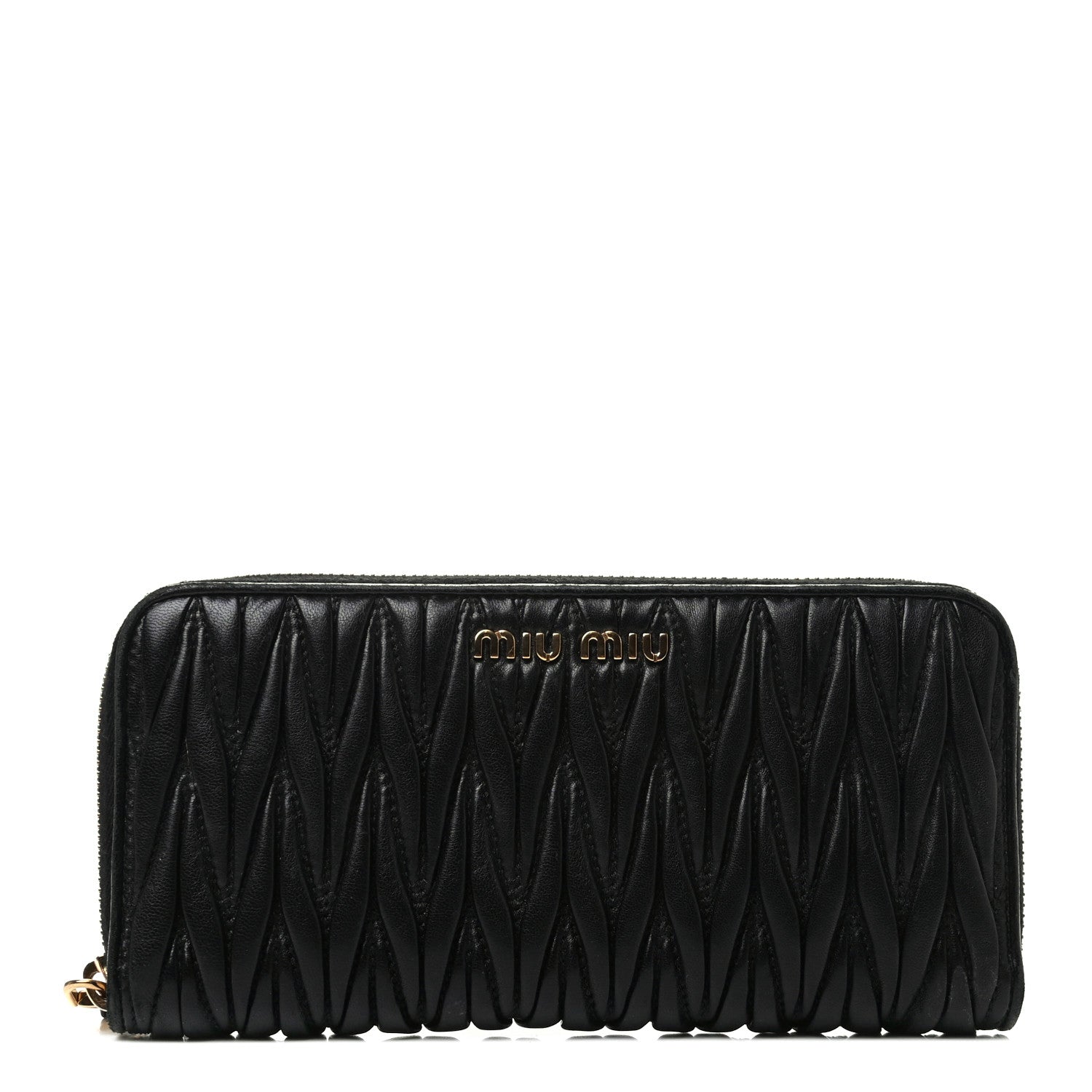 Miu Miu Matelasse Zip Around Wallet Black 1 of 9