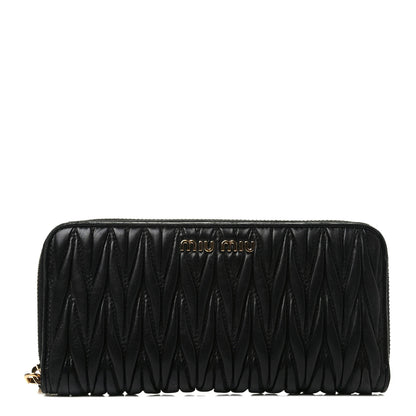 Miu Miu Matelasse Zip Around Wallet Black 1 of 9