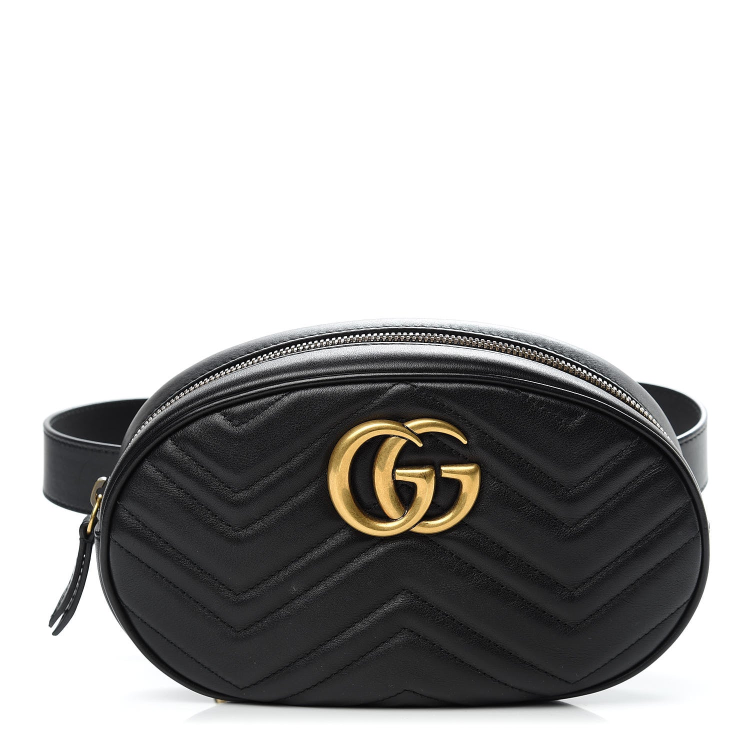 Gucci Calfskin Matelasse GG Marmont Belt Bag 85 34 Black 1 of 11