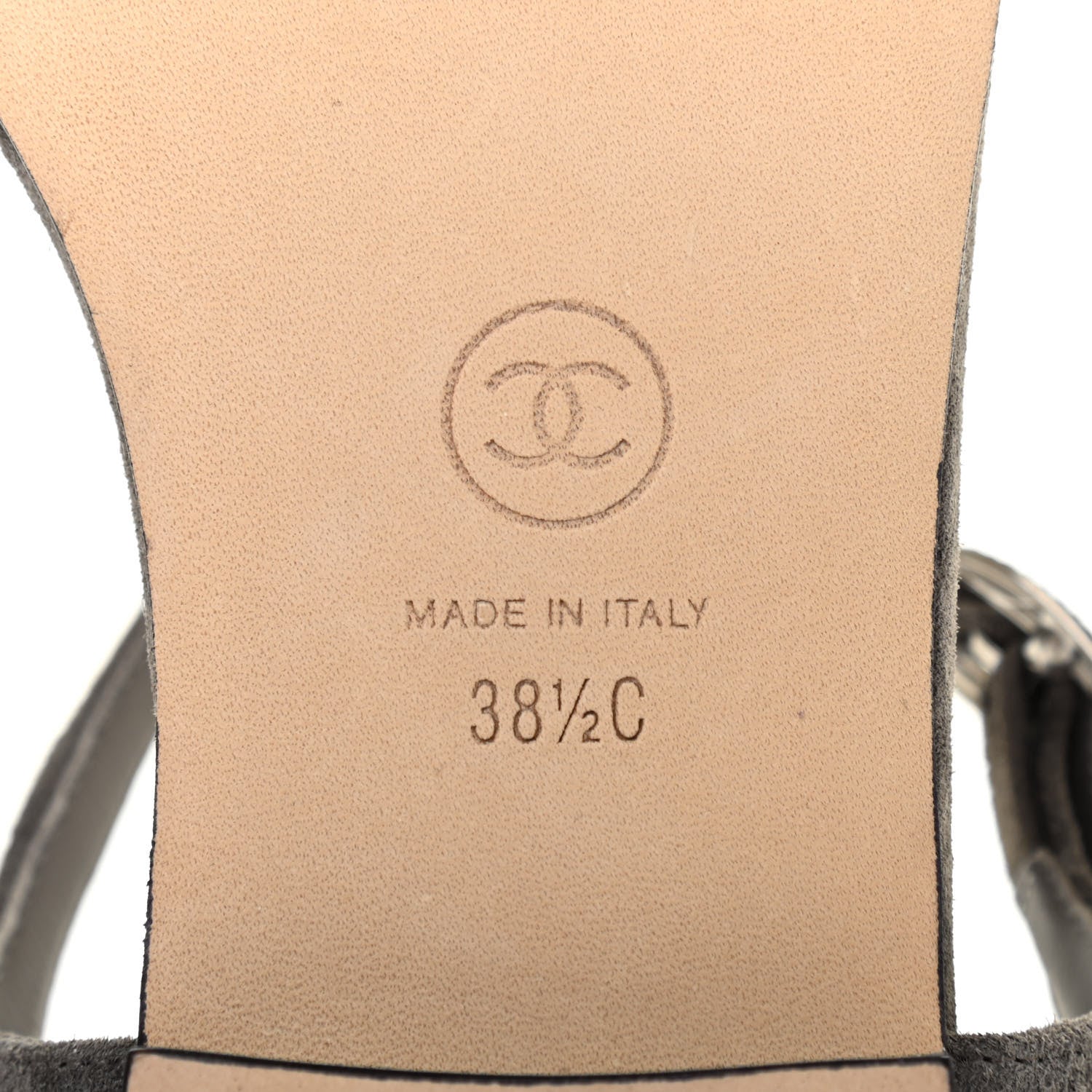 Chanel Suede Calfskin Chain Thong Sandals 38.5 Grey 7 of 7