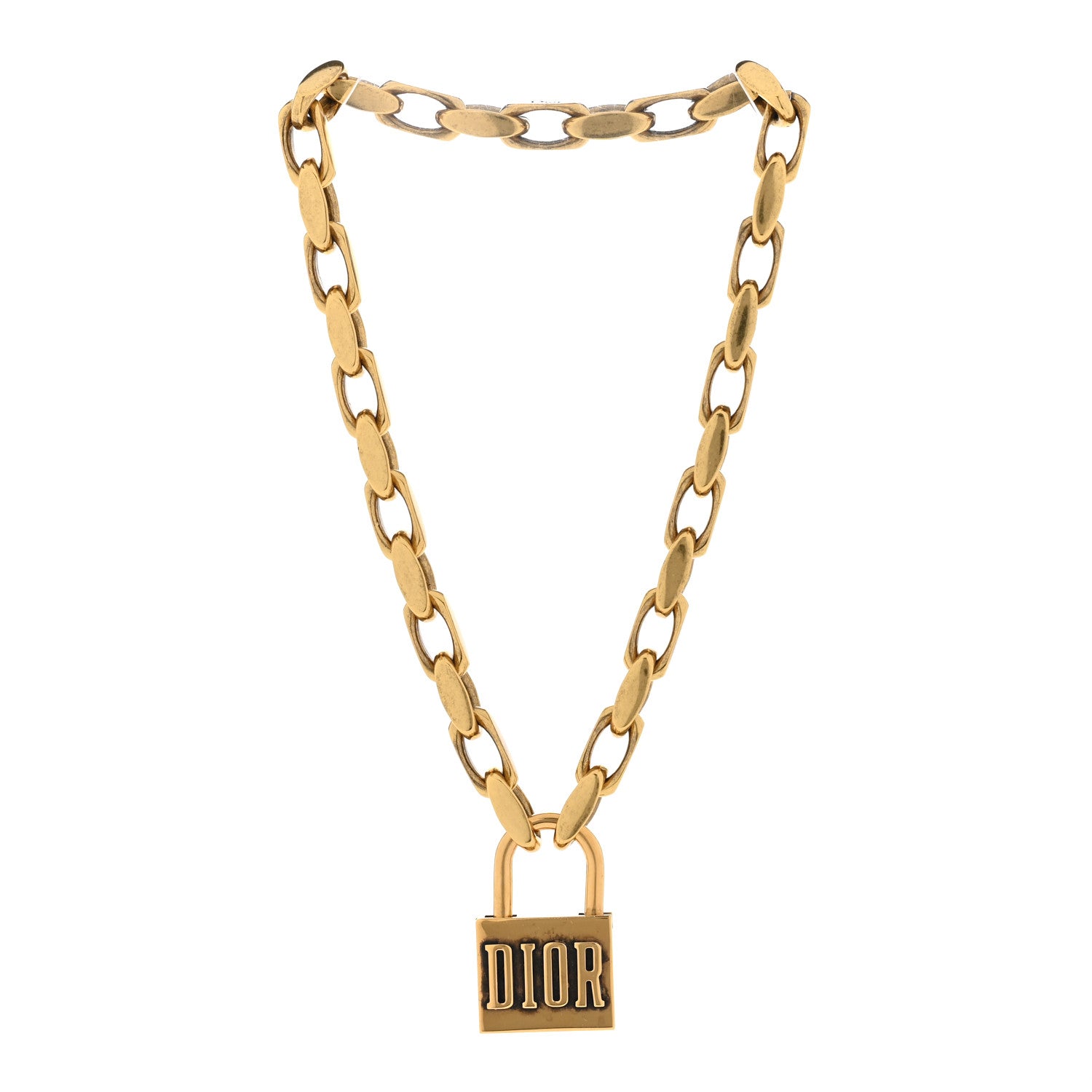 Christian Dior Metal Lucky Locket Choker Necklace Aged Gold 3 of 6