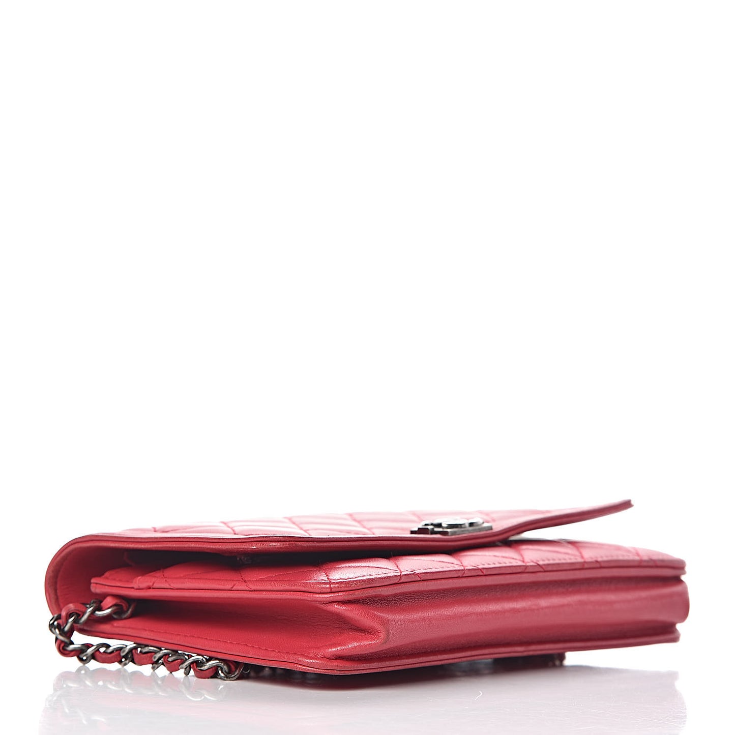 Calfskin Quilted Boy Wallet On Chain WOC Red