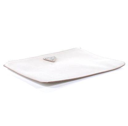 Prada Saffiano Flat Cosmetic Pouch White 3 of 6